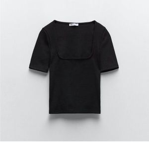 Zara square neck ribbed cropped top